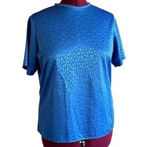 Vintage Top Womens Size XL Blue Animal Print Structured Business Casual Retro